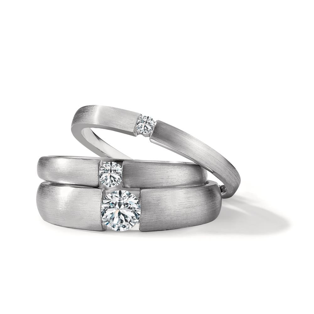 pierścionek solitär złoto białe 750/18 K Diament 0.03 ct, w-si