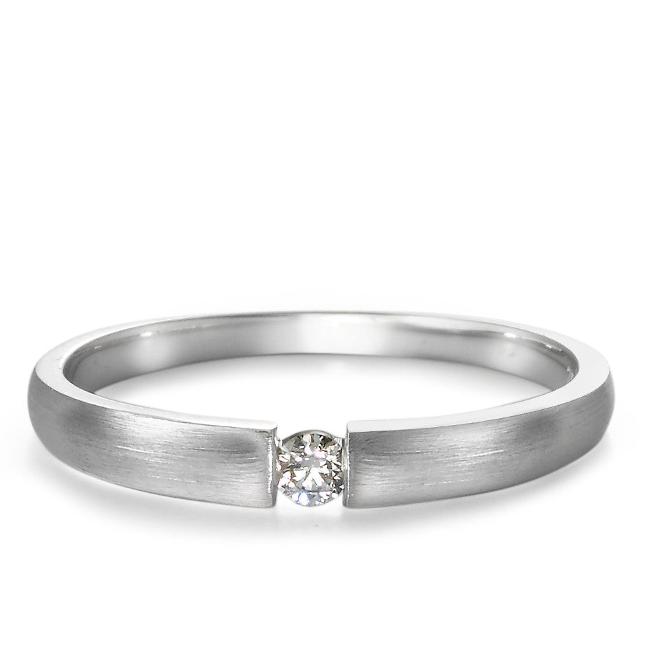 pierścionek solitär złoto białe 750/18 K Diament 0.06 ct, w-si