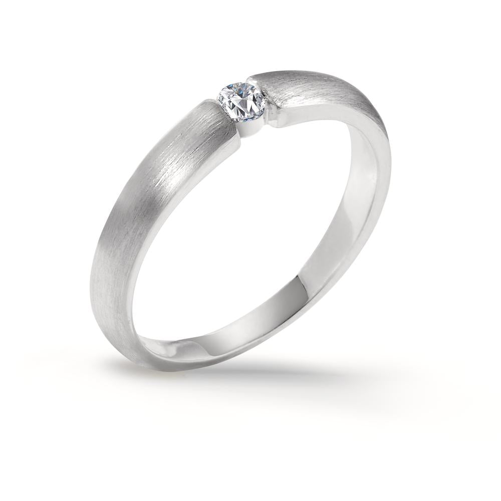 pierścionek solitär złoto białe 750/18 K Diament 0.06 ct, w-si