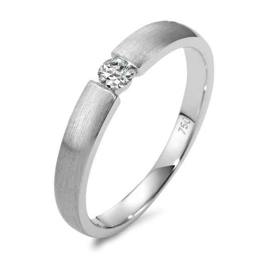 pierścionek solitär złoto białe 750/18 K Diament 0.10 ct, w-si