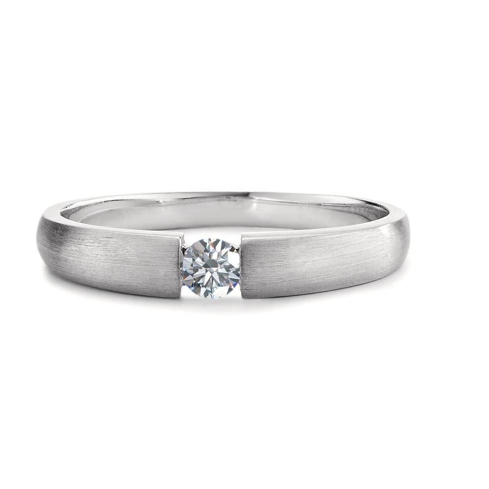 pierścionek solitär złoto białe 750/18 K Diament 0.10 ct, w-si