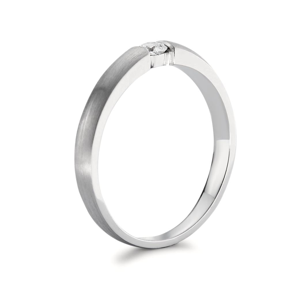 pierścionek solitär złoto białe 750/18 K Diament 0.10 ct, w-si