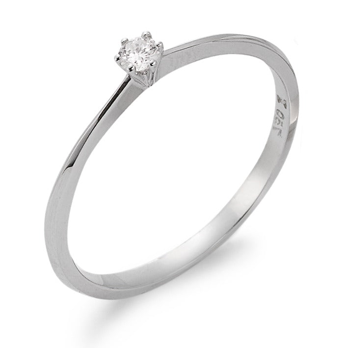 pierścionek solitär złoto białe 750/18 K Diament 0.05 ct, w-si