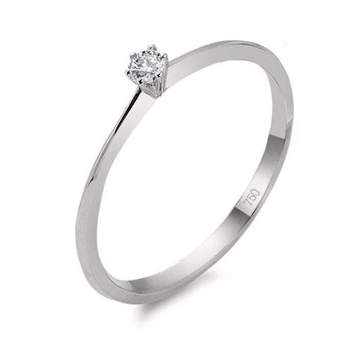 pierścionek solitär złoto białe 750/18 K Diament 0.06 ct, w-si