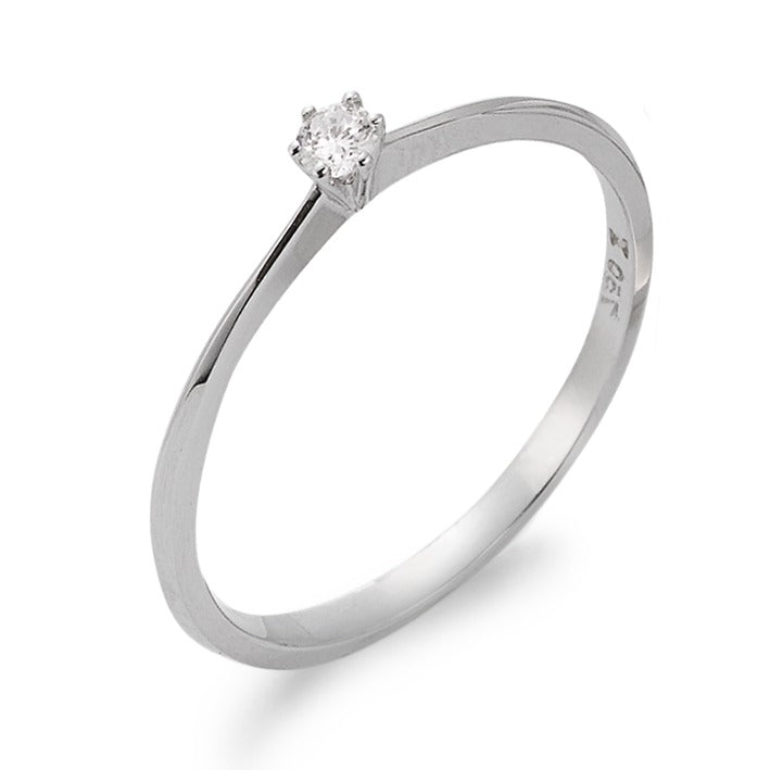 pierścionek solitär złoto białe 750/18 K Diament 0.07 ct, w-si