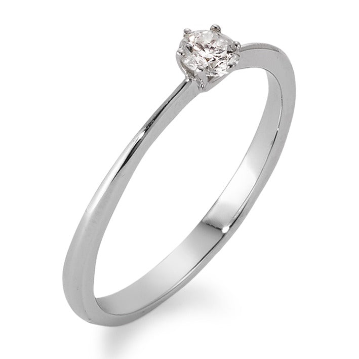 pierścionek solitär złoto białe 750/18 K Diament 0.09 ct, w-si