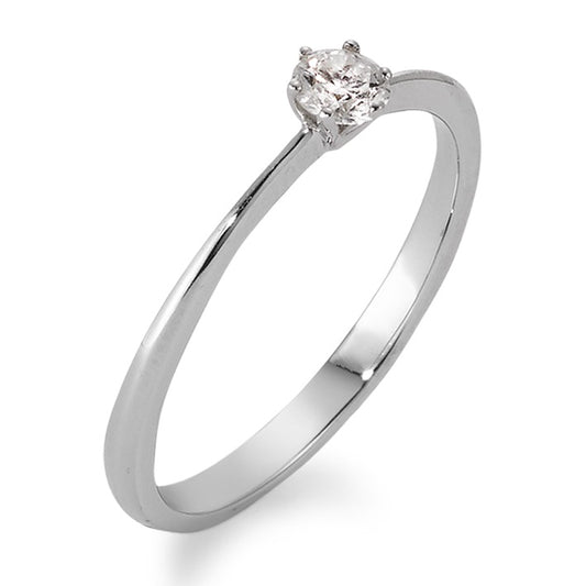 pierścionek solitär złoto białe 750/18 K Diament 0.10 ct, w-si