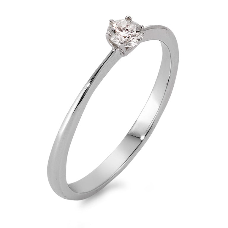 pierścionek solitär złoto białe 750/18 K Diament 0.13 ct, w-si