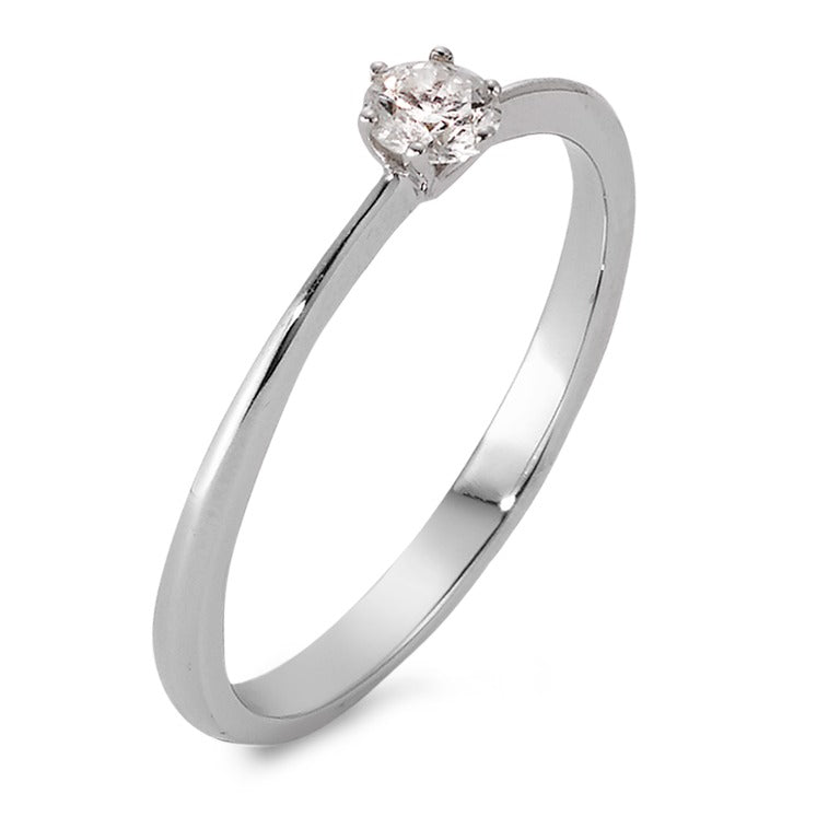 pierścionek solitär złoto białe 750/18 K Diament 0.15 ct, w-si