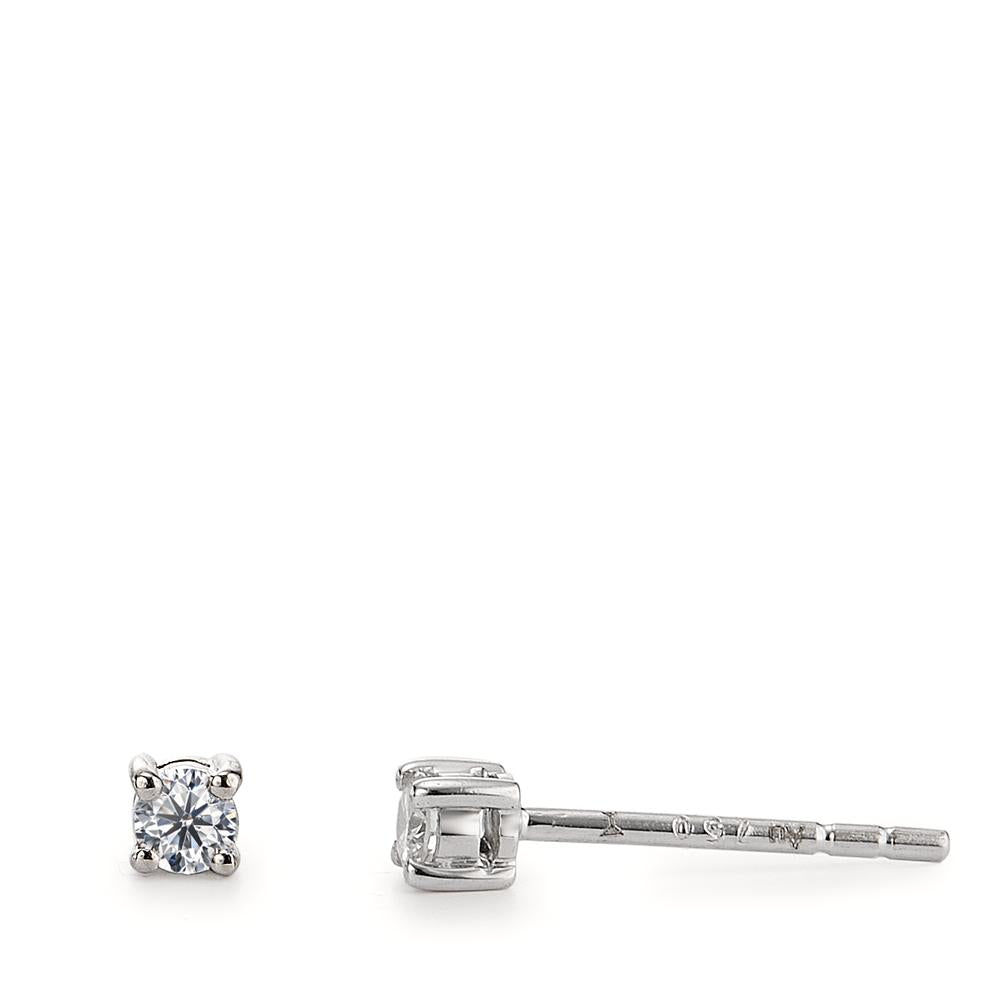 kolczyki wkrętki złoto białe 750/18 K Diament 0.10 ct, 2 kamienie, w-si Ø2.5 mm