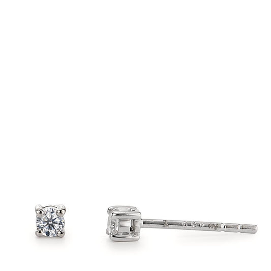 kolczyki wkrętki złoto białe 750/18 K Diament 0.10 ct, 2 kamienie, w-si Ø2.5 mm