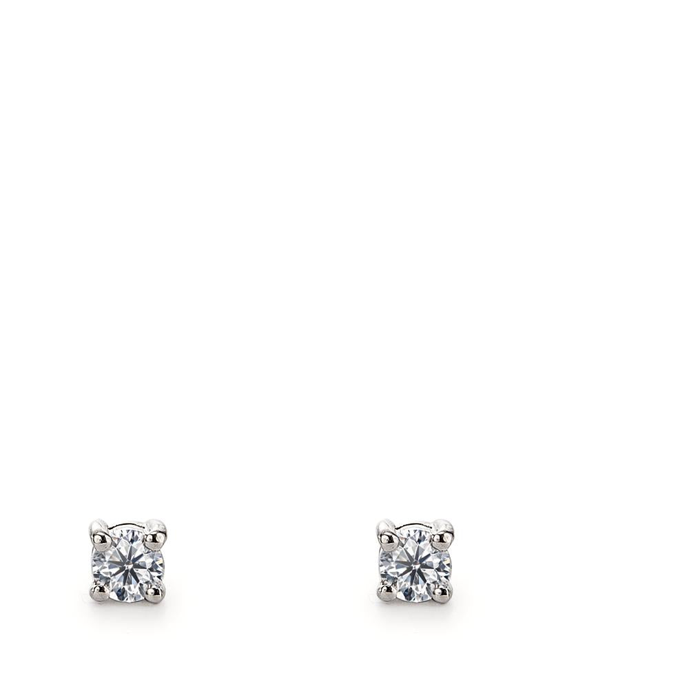 kolczyki wkrętki złoto białe 750/18 K Diament 0.10 ct, 2 kamienie, w-si Ø2.5 mm