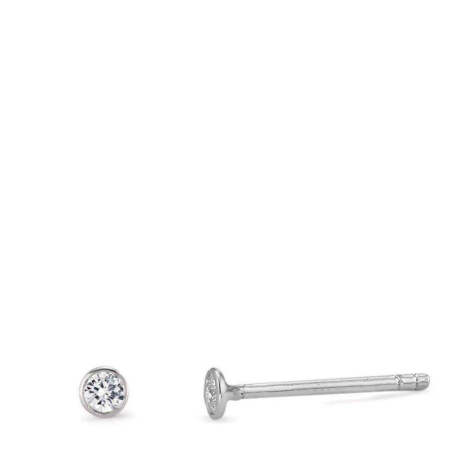 kolczyki wkrętki złoto białe 750/18 K Diament 0.06 ct, 2 kamienie, w-si Ø2.5 mm