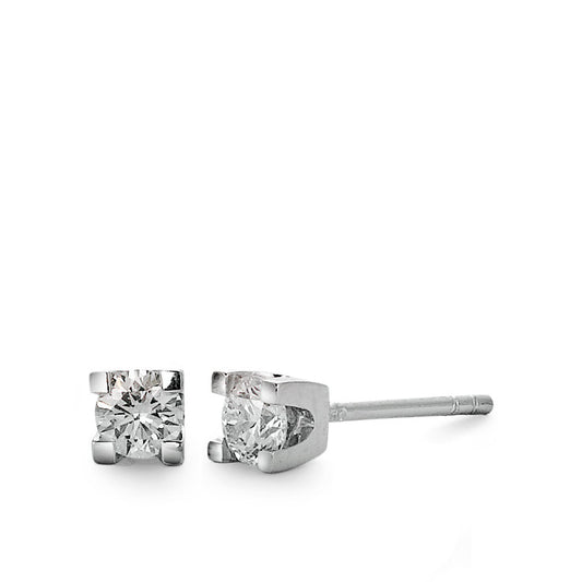 kolczyki wkrętki złoto białe 750/18 K Diament 0.20 ct, 2 kamienie, w-si Ø3 mm