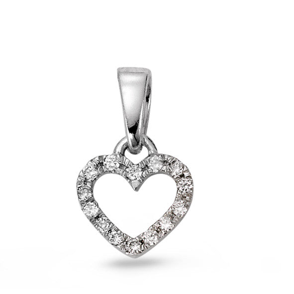 wisiorek złoto białe 750/18 K Diament 0.08 ct, 14 kamienie, w-si Serce