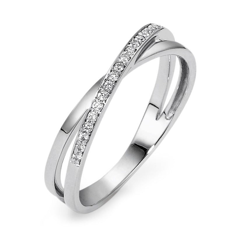 pierścionek złoto białe 750/18 K Diament 0.10 ct, 21 kamienie, w-si