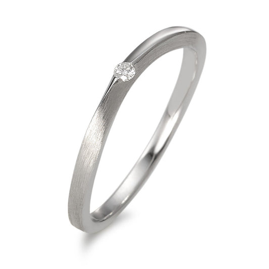 pierścionek solitär złoto białe 750/18 K Diament 0.03 ct, w-si