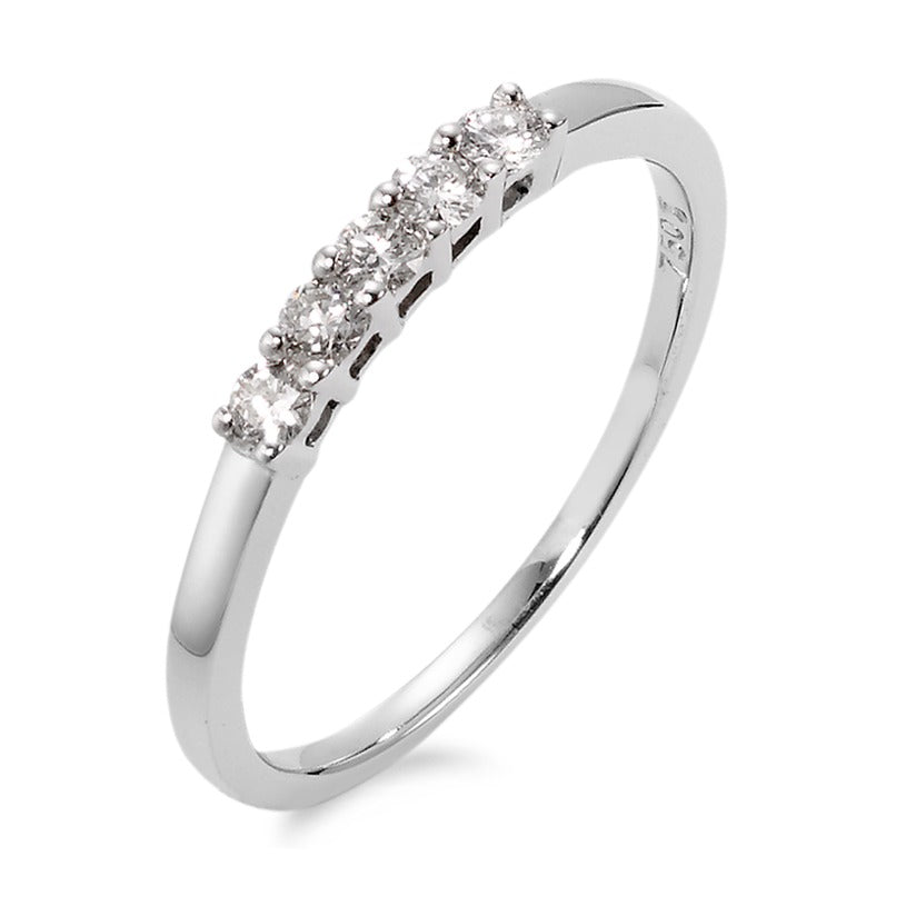 pierścionek pamięci złoto białe 750/18 K Diament 0.20 ct, 5 kamienie, w-si