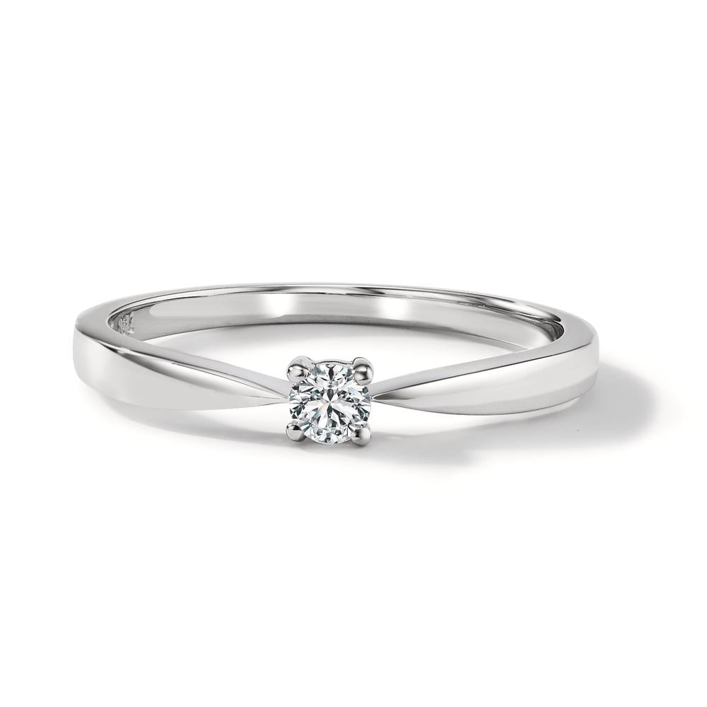 pierścionek solitär złoto białe 750/18 K Diament 0.10 ct, w-si