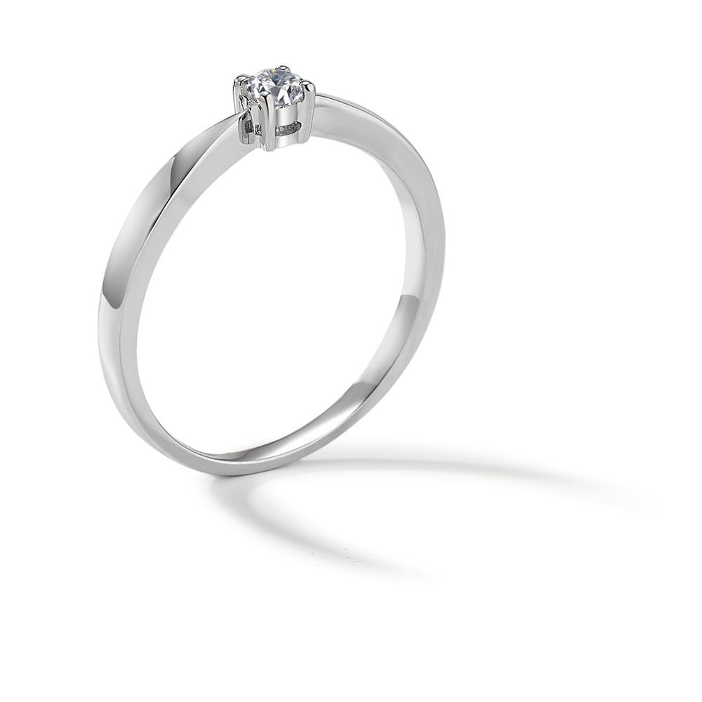 pierścionek solitär złoto białe 750/18 K Diament 0.10 ct, w-si