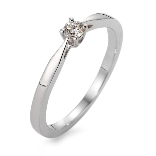 pierścionek solitär złoto białe 750/18 K Diament biały, 0.10 ct, w-si