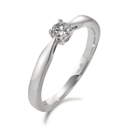 pierścionek solitär złoto białe 750/18 K Diament biały, 0.15 ct, w-si