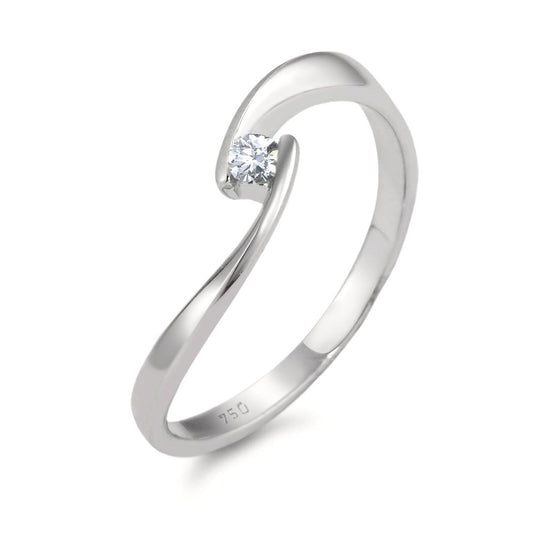 pierścionek solitär złoto białe 750/18 K Diament biały, 0.06 ct, [Brillant], w-si