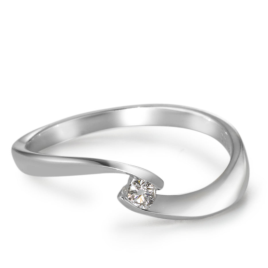 pierścionek solitär złoto białe 750/18 K Diament biały, 0.06 ct, [Brillant], w-si