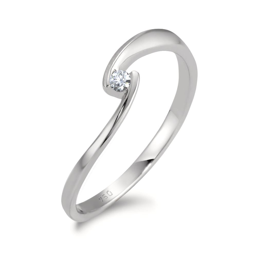 pierścionek solitär złoto białe 750/18 K Diament biały, 0.04 ct, [Brillant], w-si