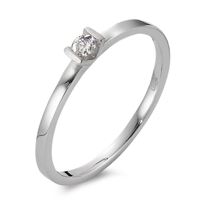 pierścionek solitär złoto białe 750/18 K Diament biały, 0.07 ct, [Brillant], w-si