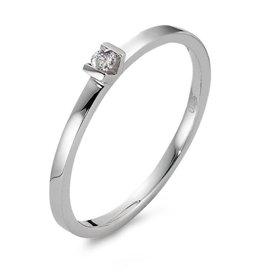 pierścionek solitär złoto białe 750/18 K Diament biały, 0.04 ct, [Brillant], w-si