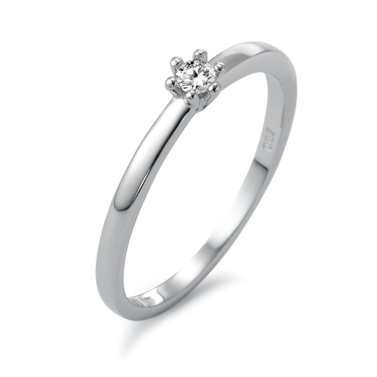 pierścionek solitär złoto białe 750/18 K Diament biały, 0.07 ct, [Brillant], w-si