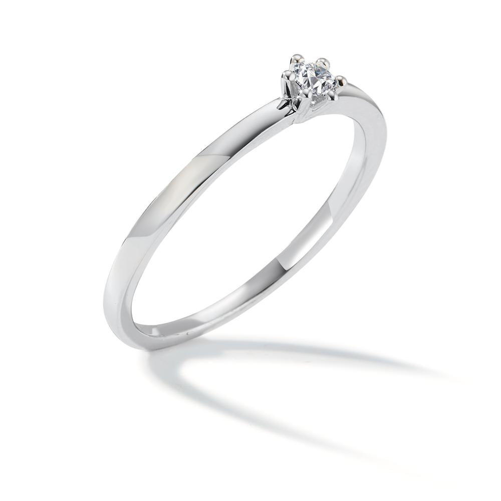 pierścionek solitär złoto białe 750/18 K Diament biały, 0.07 ct, [Brillant], w-si