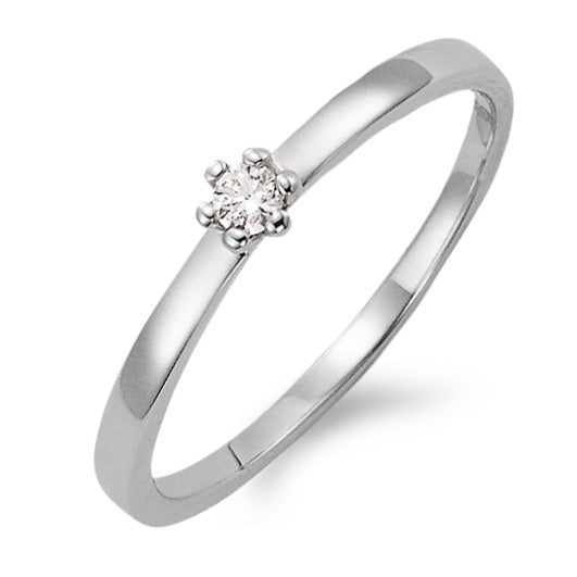 pierścionek solitär złoto białe 750/18 K Diament biały, 0.05 ct, [Brillant], w-si