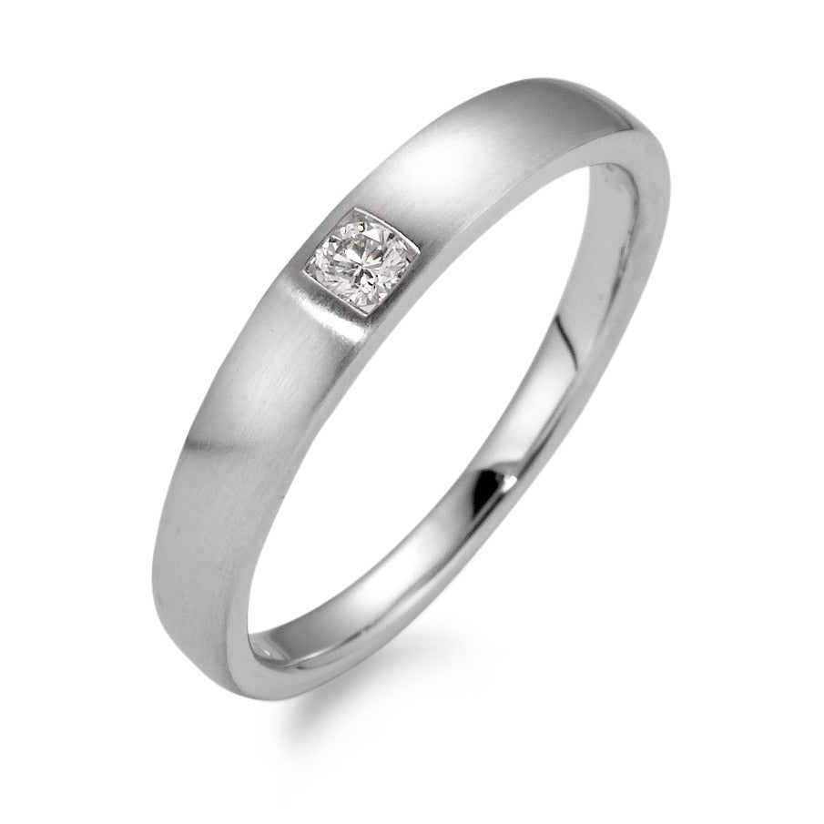 pierścionek solitär złoto białe 750/18 K Diament biały, 0.07 ct, [Brillant], w-si