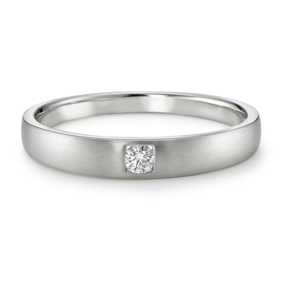 pierścionek solitär złoto białe 750/18 K Diament biały, 0.07 ct, [Brillant], w-si