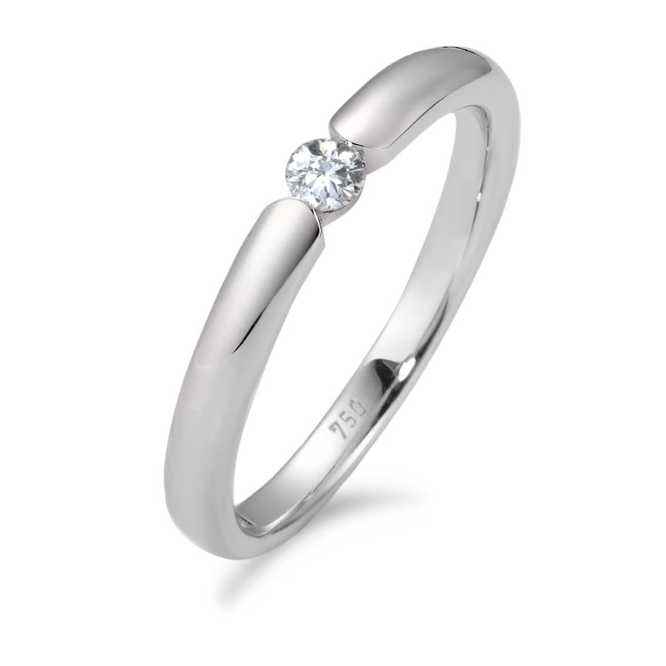 pierścionek solitär złoto białe 750/18 K Diament biały, 0.08 ct, [Brillant], w-si