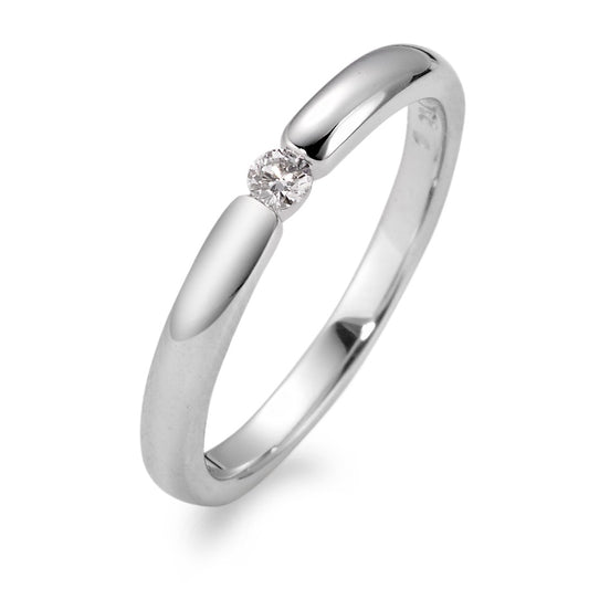 pierścionek solitär złoto białe 750/18 K Diament biały, 0.06 ct, [Brillant], w-si