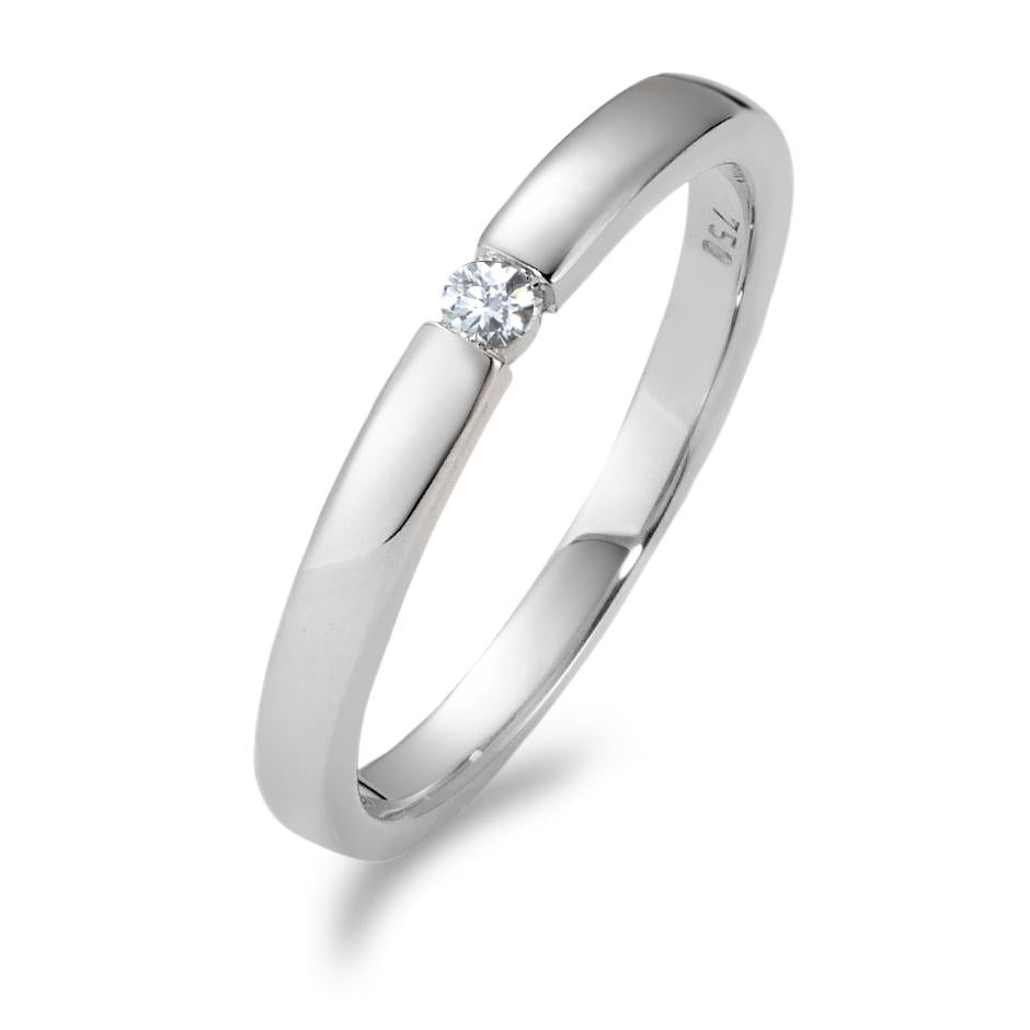 pierścionek solitär złoto białe 750/18 K Diament biały, 0.05 ct, [Brillant], w-si