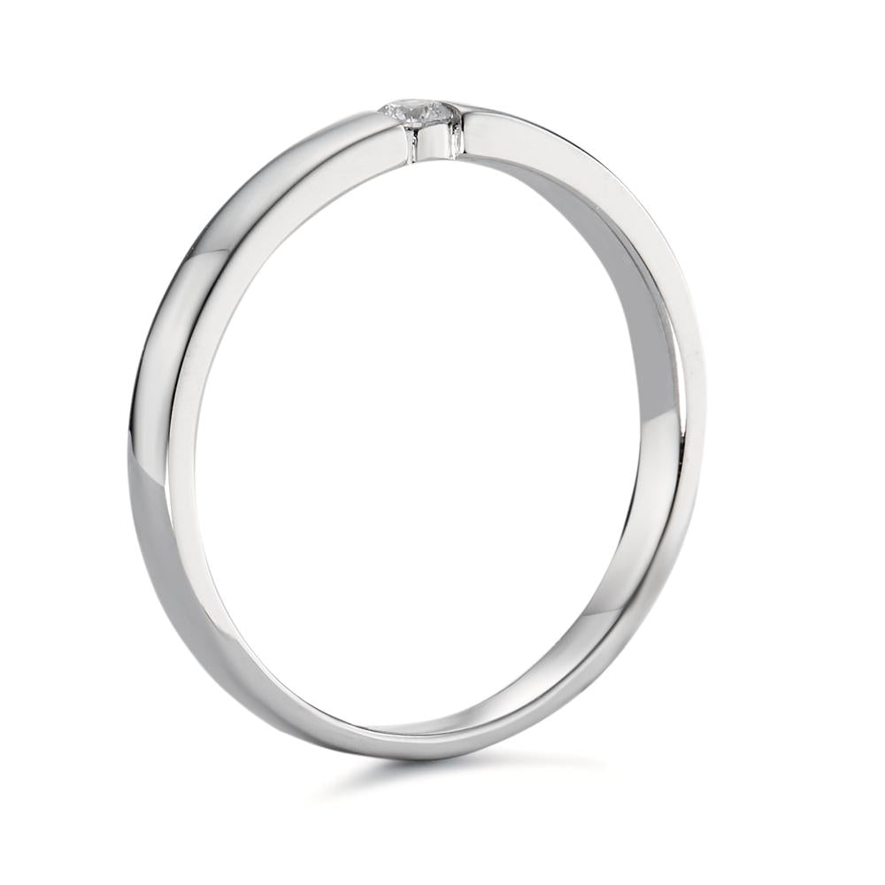 pierścionek solitär złoto białe 750/18 K Diament biały, 0.05 ct, [Brillant], w-si