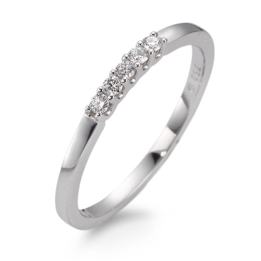 pierścionek pamięci złoto białe 750/18 K Diament biały, 0.10 ct, 5 kamienie, [Brillant], w-si