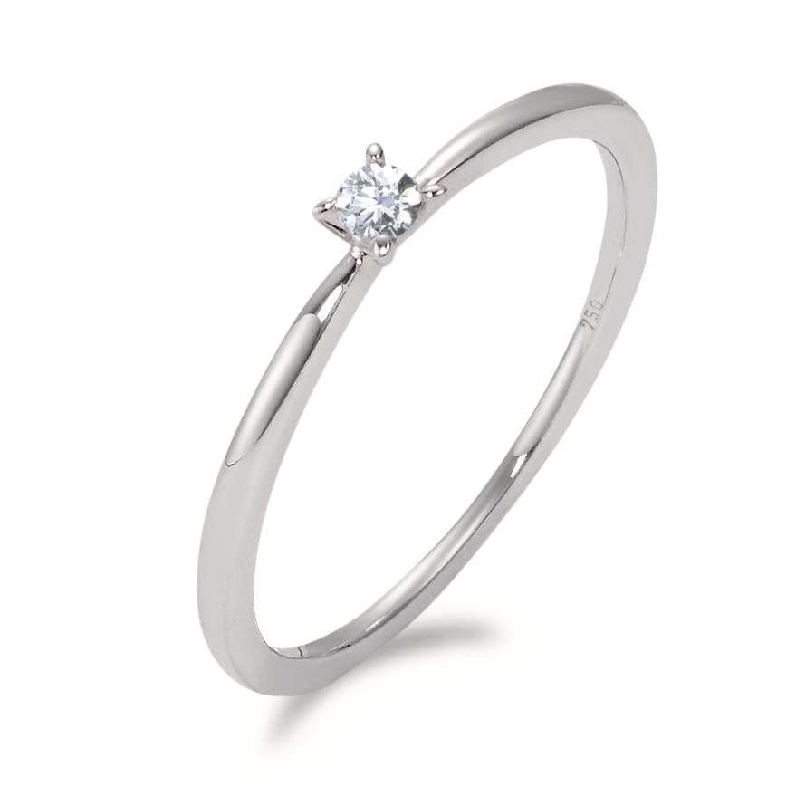 pierścionek solitär złoto białe 750/18 K Diament biały, 0.05 ct, [Brillant], w-si