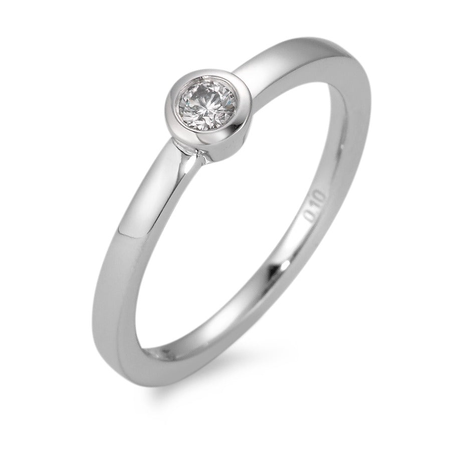 pierścionek solitär złoto białe 750/18 K Diament biały, 0.10 ct, [Brillant], w-si