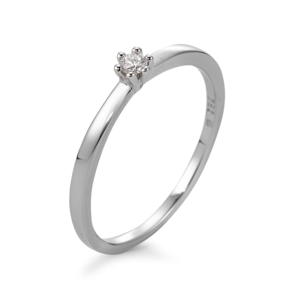 pierścionek solitär złoto białe 750/18 K Diament biały, 0.05 ct, [Brillant], w-si