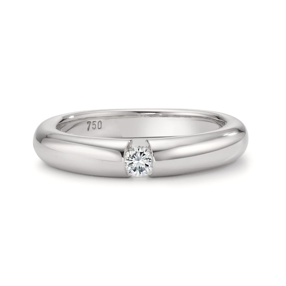 pierścionek solitär złoto białe 750/18 K Diament biały, 0.10 ct, [Brillant], w-si