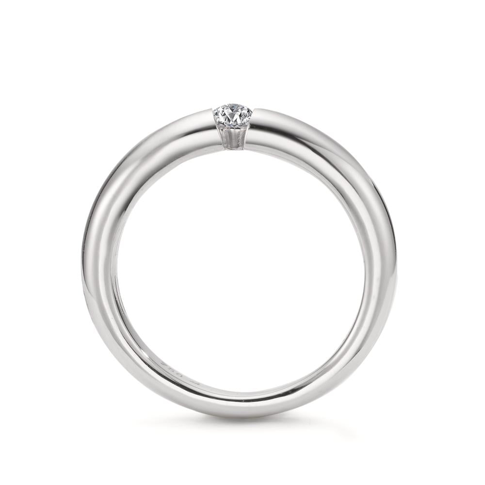 pierścionek solitär złoto białe 750/18 K Diament biały, 0.10 ct, [Brillant], w-si