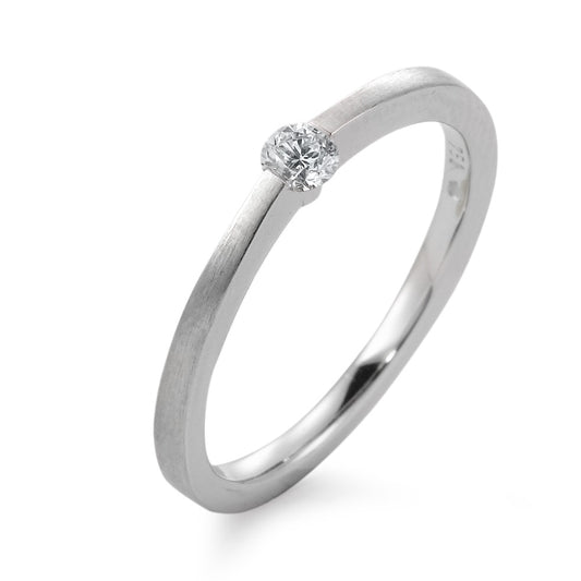 pierścionek solitär złoto białe 750/18 K Diament biały, 0.10 ct, [Brillant], w-si