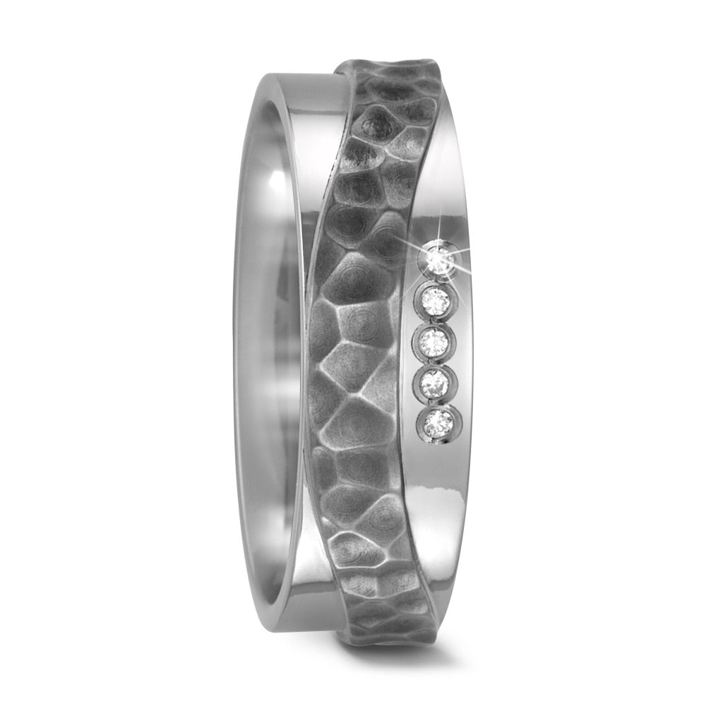 obrączka partnerska tytan Diament 0.05 ct, 5 kamienie, w-si