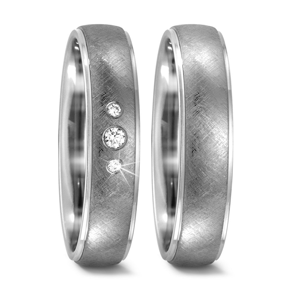 obrączka partnerska tytan Diament 0.05 ct, 3 kamienie, w-si