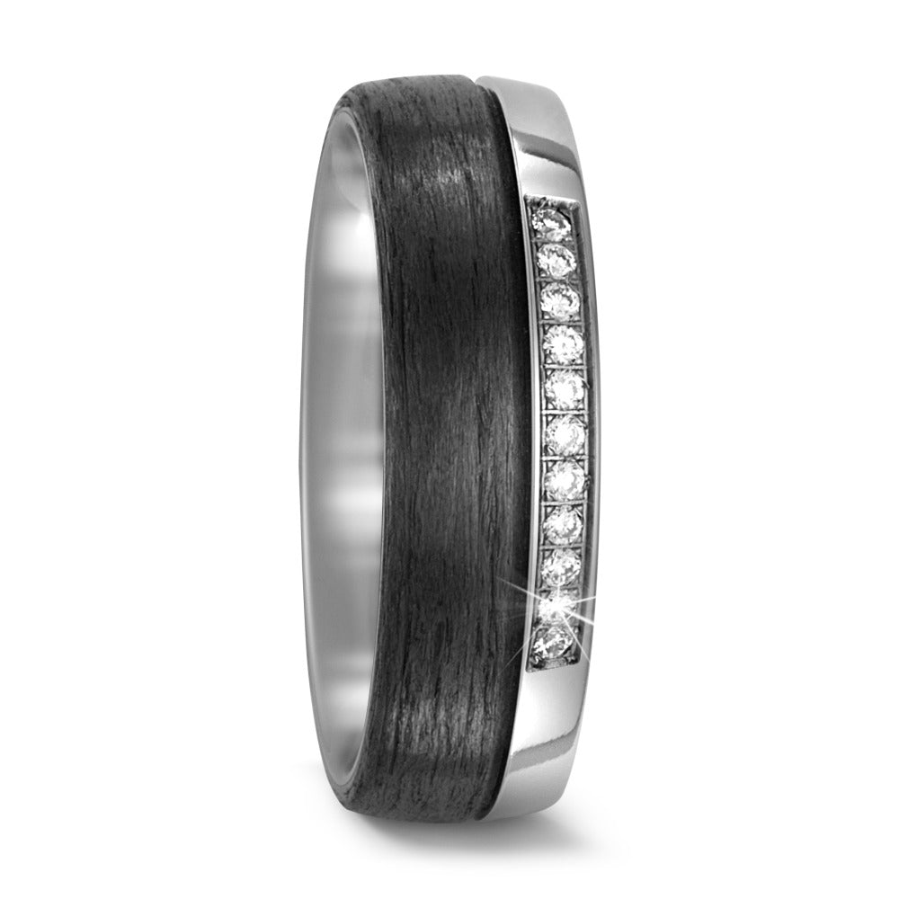 obrączka partnerska tytan, węgiel Diament 0.11 ct, 11 kamienie, w-si